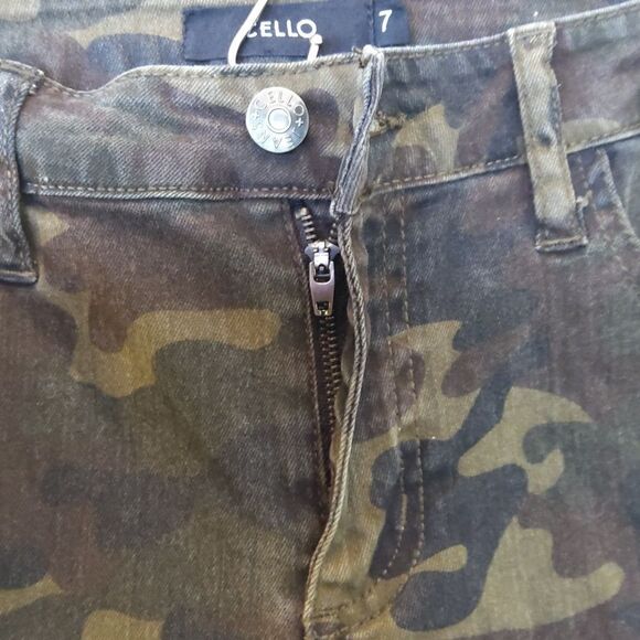 Cello green camo 5 pocket distressed skinny jeans - Picture 6 of 16
